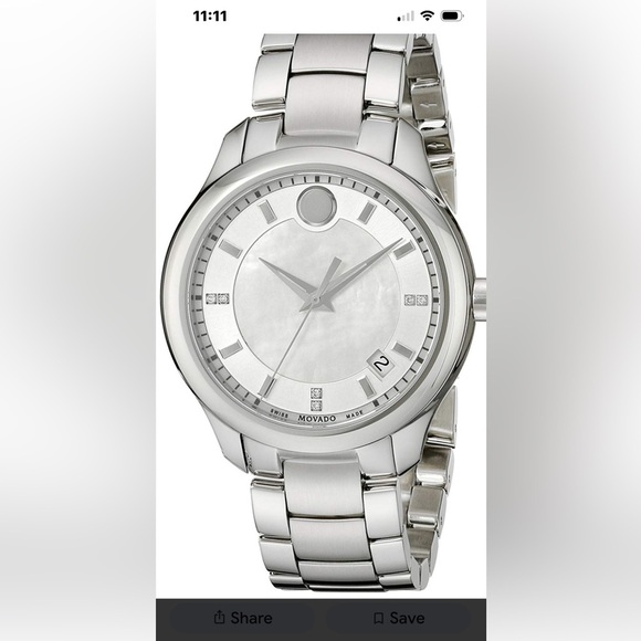 Women\'s Movado Bellina 36 mm Swiss made mother-of-pearl face watch NEW main image 5
